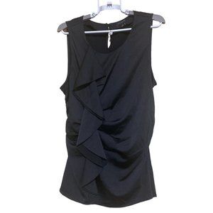 Ann Taylor Satin Ruffled Top Women Size 6 Black Sleeveless